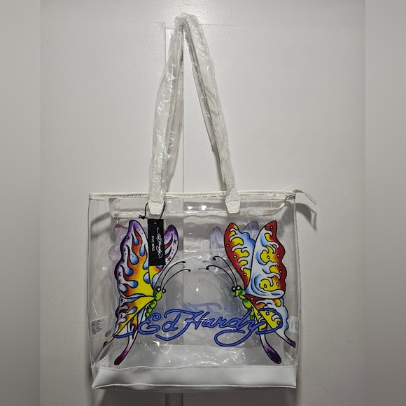 Ed Hardy Handbags - NWT Ed Hardy Butterfly Clear Tote